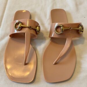 Jeffrey Campbell 7 A Lil Bit Shiny Slides Jelly Sandals ~ Beach Summer Resort